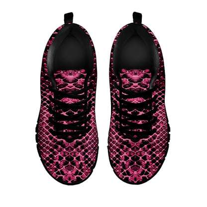 Pink And Black Snakeskin Print Black Sneakers