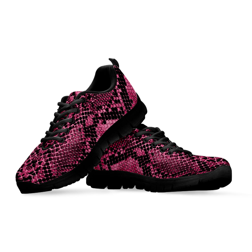 Pink And Black Snakeskin Print Black Sneakers