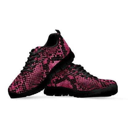 Pink And Black Snakeskin Print Black Sneakers