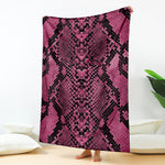 Pink And Black Snakeskin Print Blanket