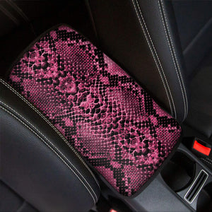 Pink And Black Snakeskin Print Car Center Console Cover