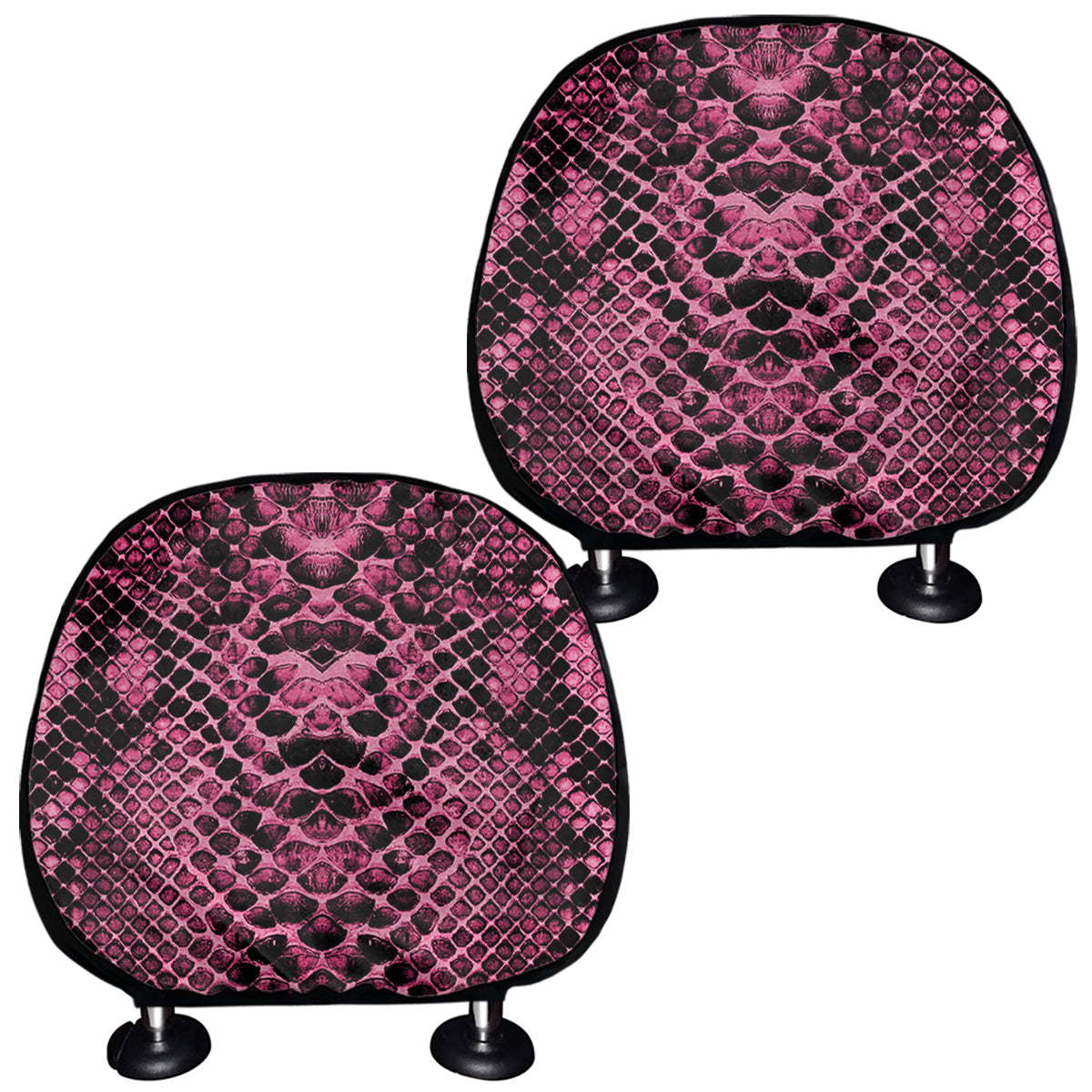Pink And Black Snakeskin Print Car Headrest Covers