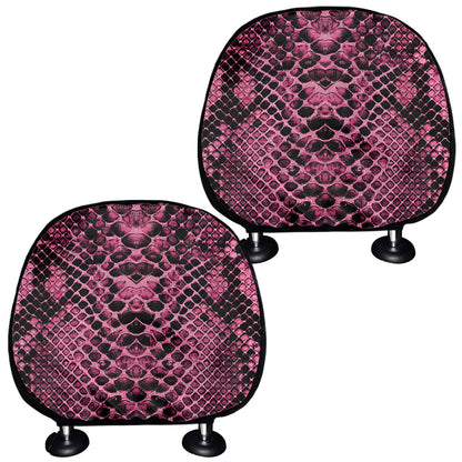 Pink And Black Snakeskin Print Car Headrest Covers