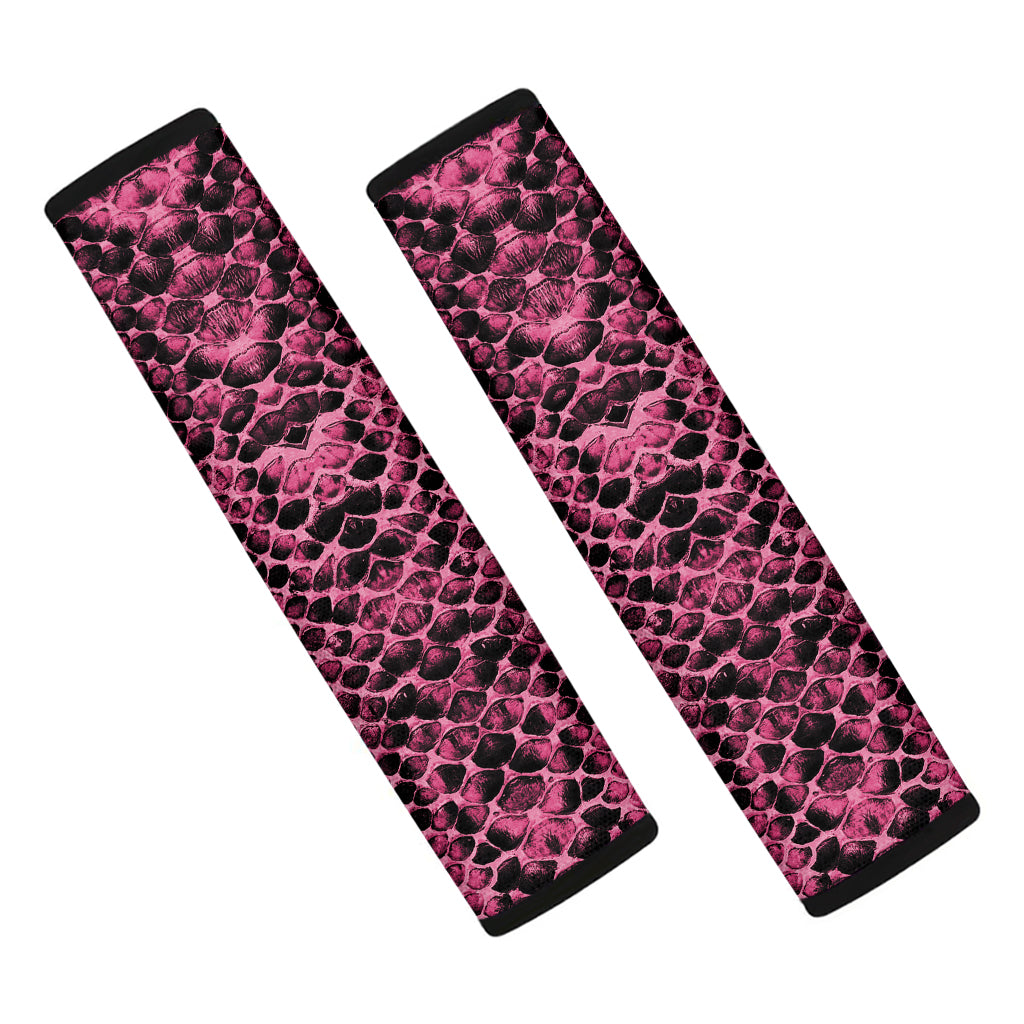 Pink And Black Snakeskin Print Car Seat Belt Covers