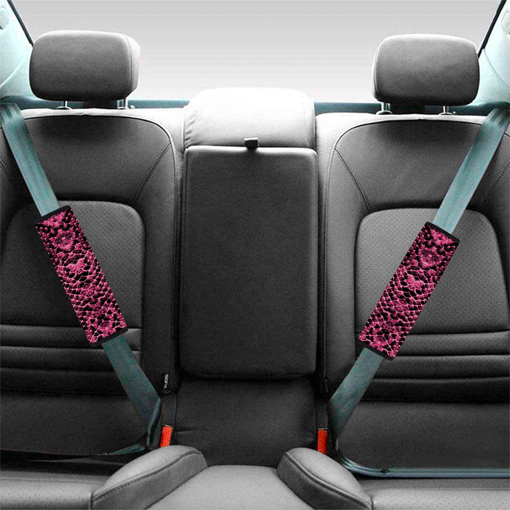 Pink And Black Snakeskin Print Car Seat Belt Covers