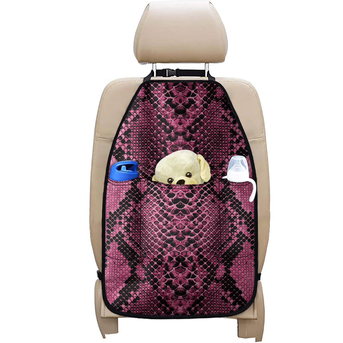 Pink And Black Snakeskin Print Car Seat Organizers