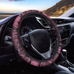 Pink And Black Snakeskin Print Car Steering Wheel Cover