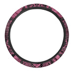 Pink And Black Snakeskin Print Car Steering Wheel Cover