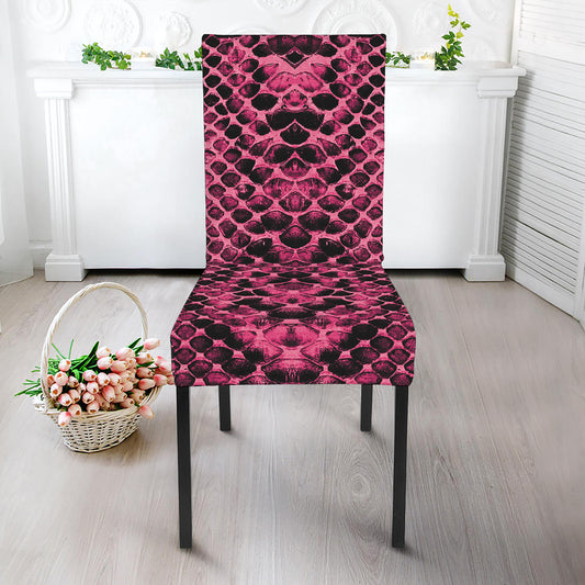 Pink And Black Snakeskin Print Dining Chair Slipcover