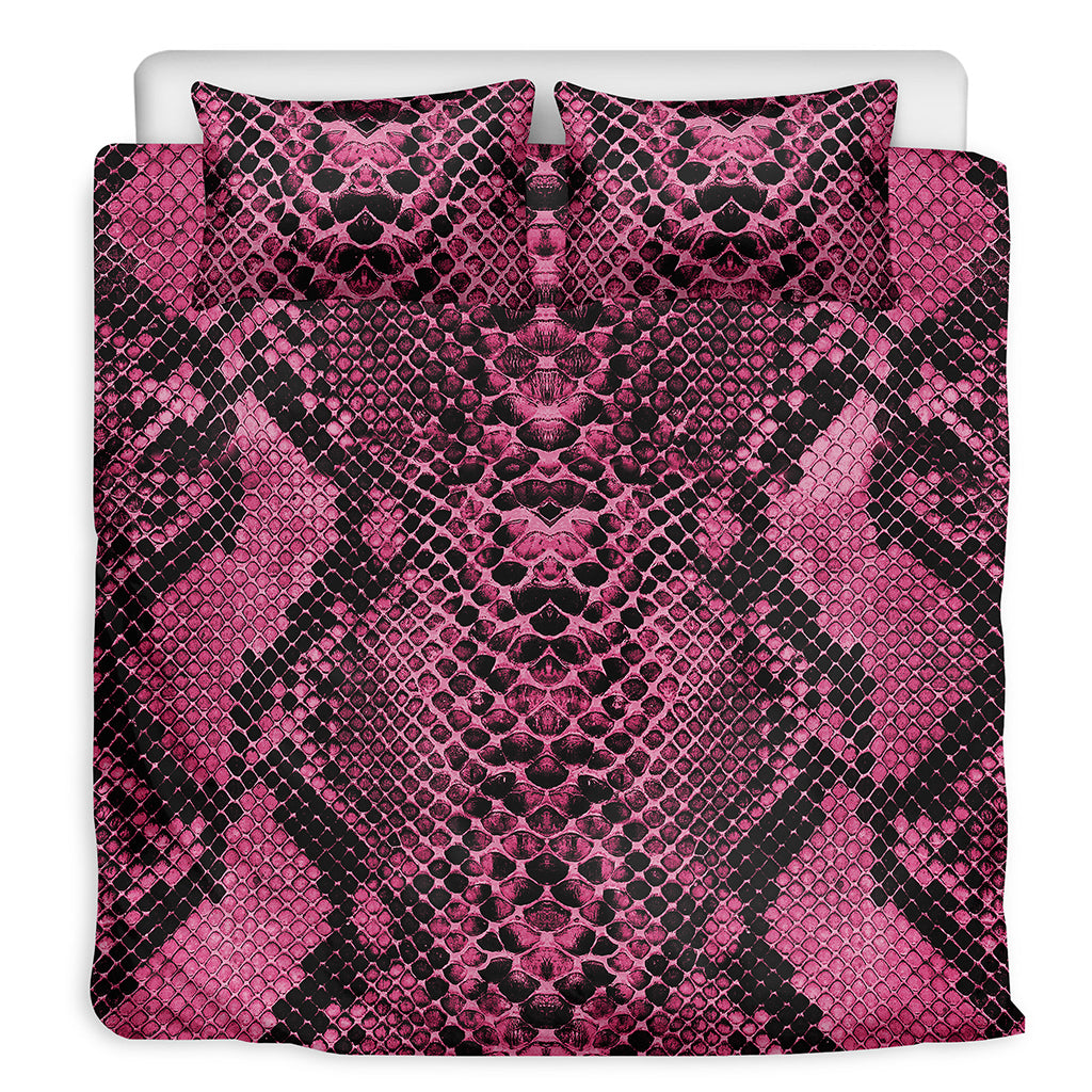 Pink And Black Snakeskin Print Duvet Cover Bedding Set