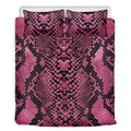 Pink And Black Snakeskin Print Duvet Cover Bedding Set