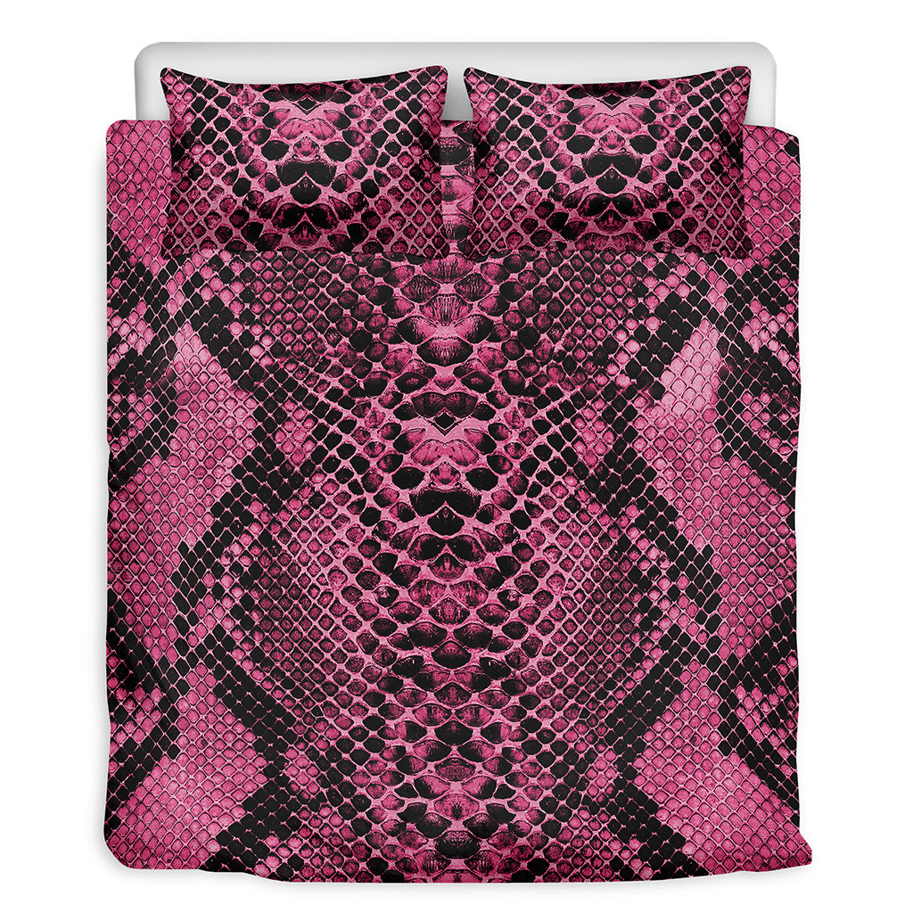 Pink And Black Snakeskin Print Duvet Cover Bedding Set