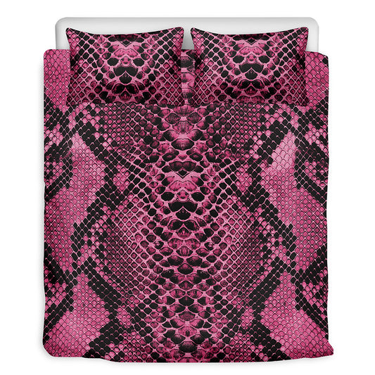 Pink And Black Snakeskin Print Duvet Cover Bedding Set