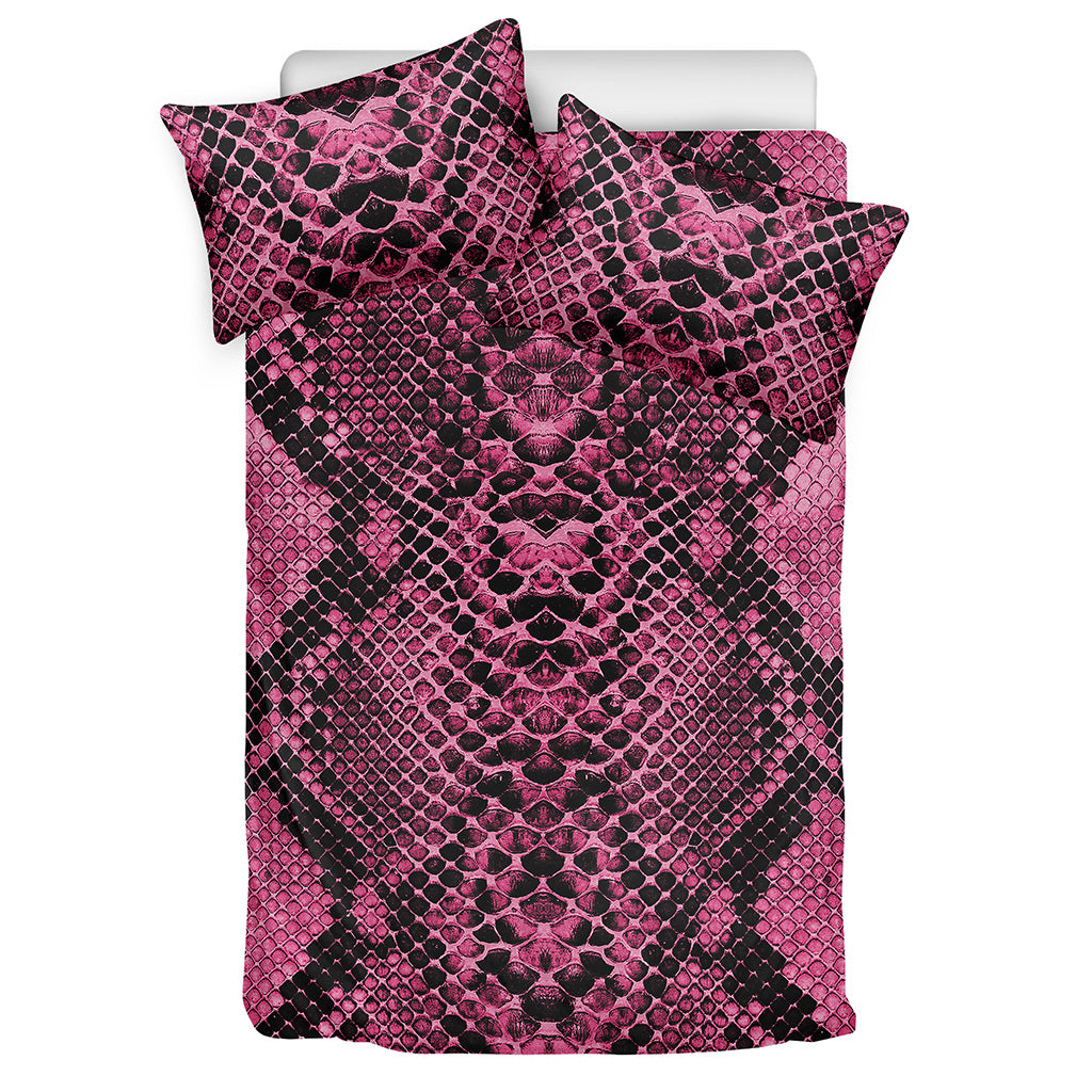 Pink And Black Snakeskin Print Duvet Cover Bedding Set