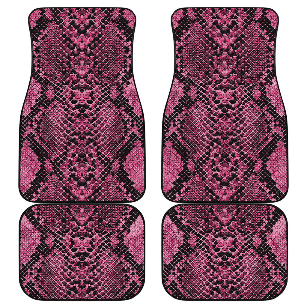 Pink And Black Snakeskin Print Front and Back Car Floor Mats