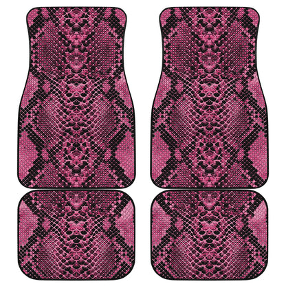 Pink And Black Snakeskin Print Front and Back Car Floor Mats