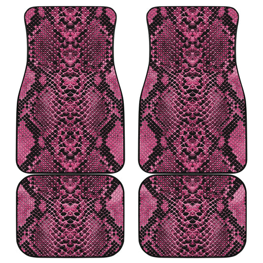 Pink And Black Snakeskin Print Front and Back Car Floor Mats