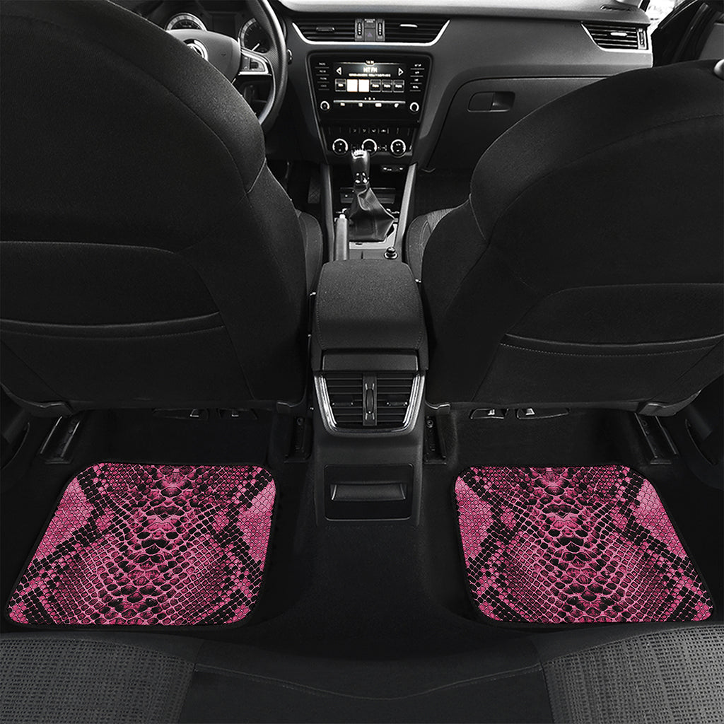 Pink And Black Snakeskin Print Front and Back Car Floor Mats