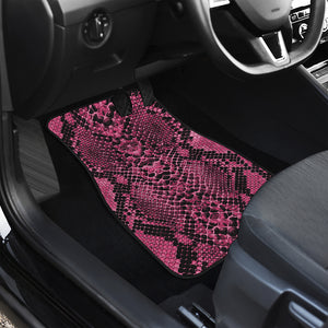 Pink And Black Snakeskin Print Front and Back Car Floor Mats