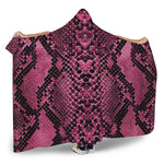Pink And Black Snakeskin Print Hooded Blanket