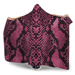 Pink And Black Snakeskin Print Hooded Blanket