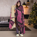 Pink And Black Snakeskin Print Hooded Blanket
