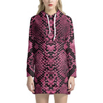 Pink And Black Snakeskin Print Hoodie Dress