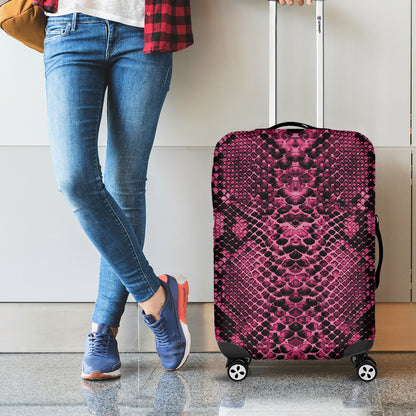 Pink And Black Snakeskin Print Luggage Cover