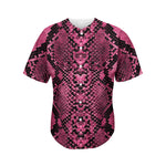 Pink And Black Snakeskin Print Men's Baseball Jersey