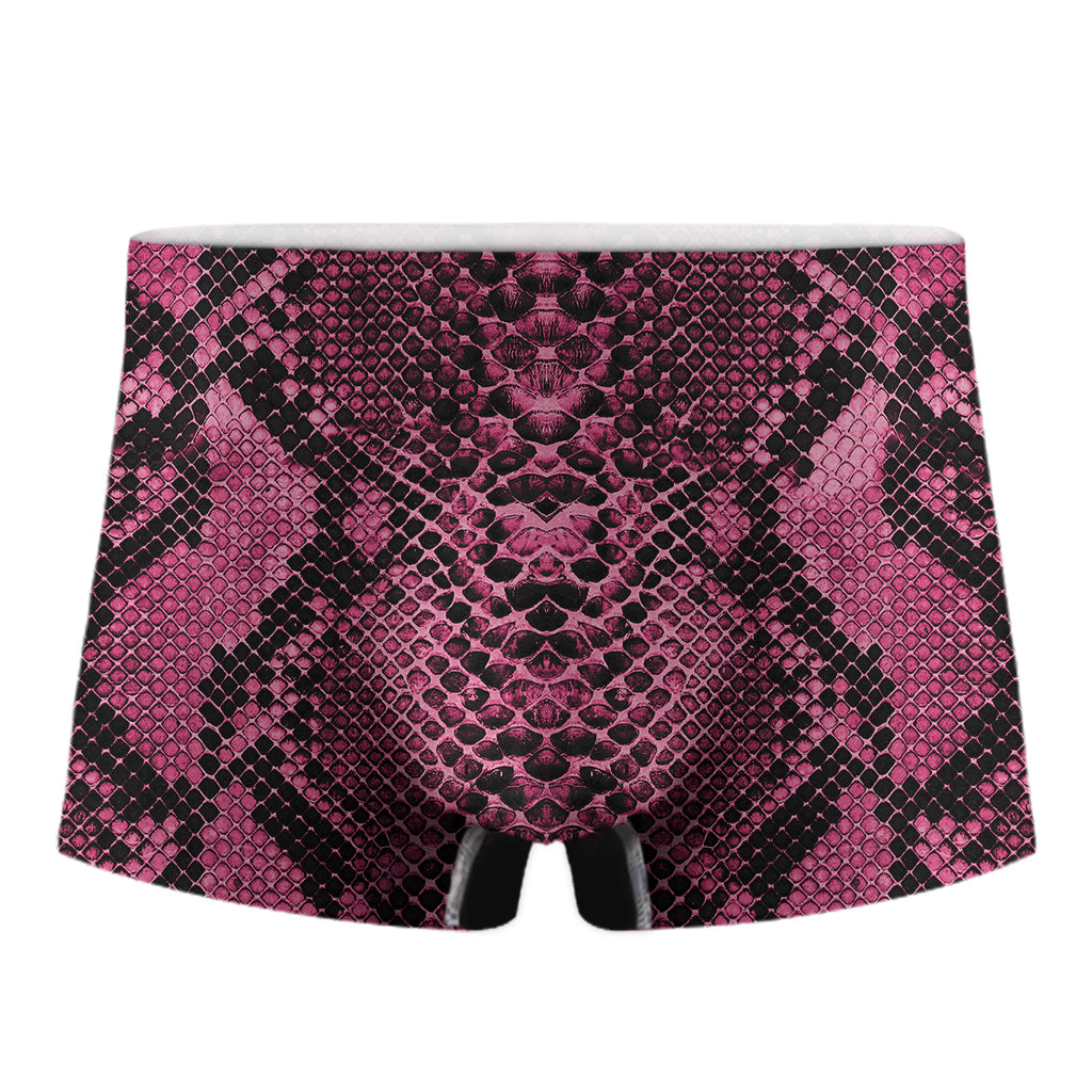 Pink And Black Snakeskin Print Men's Boxer Briefs