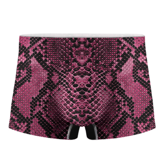 Pink And Black Snakeskin Print Men's Boxer Briefs