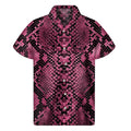 Pink And Black Snakeskin Print Men's Short Sleeve Shirt