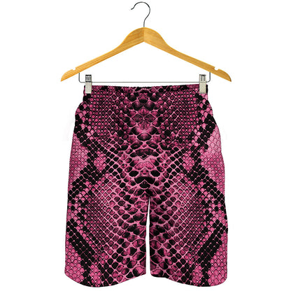 Pink And Black Snakeskin Print Men's Shorts