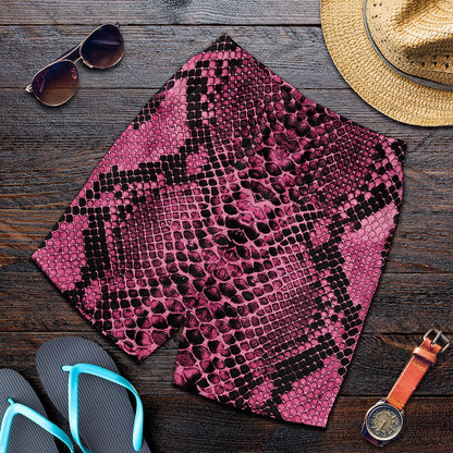 Pink And Black Snakeskin Print Men's Shorts