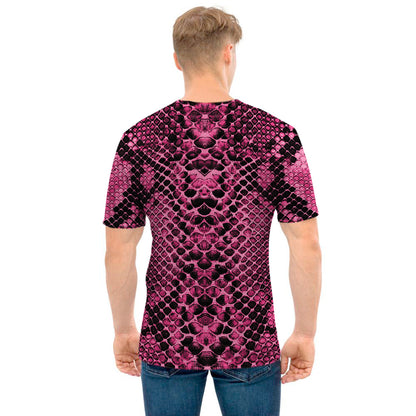 Pink And Black Snakeskin Print Men's T-Shirt