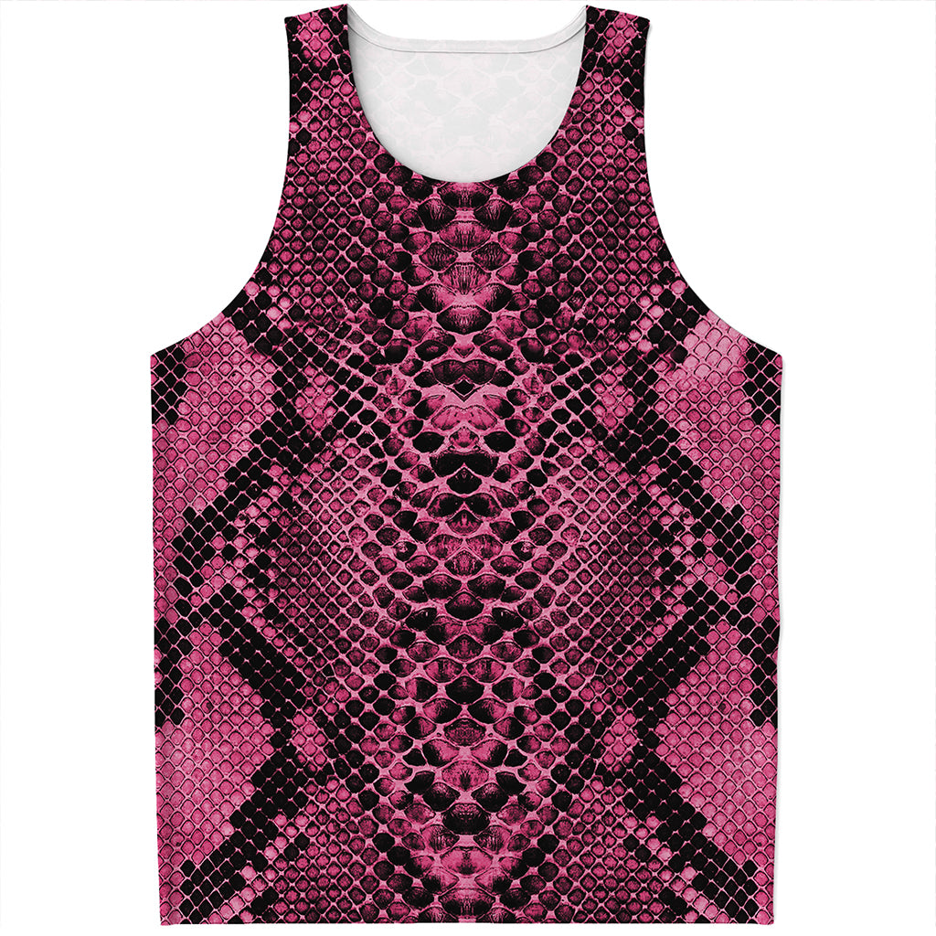 Pink And Black Snakeskin Print Men's Tank Top