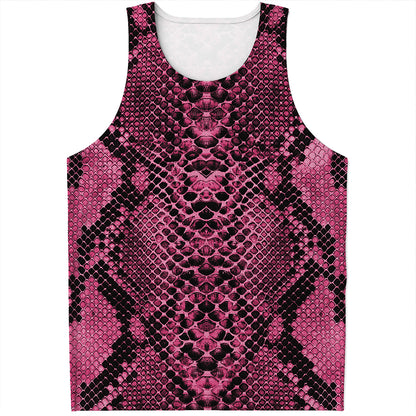 Pink And Black Snakeskin Print Men's Tank Top