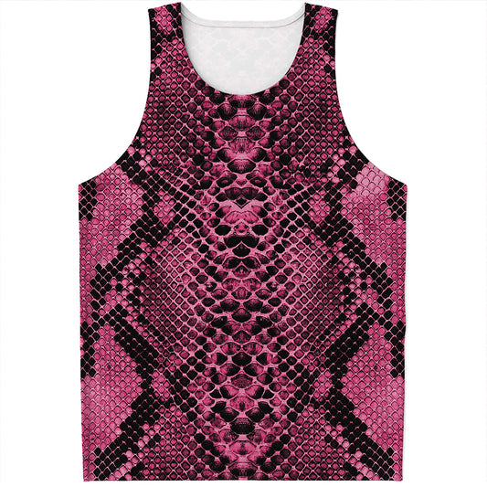 Pink And Black Snakeskin Print Men's Tank Top