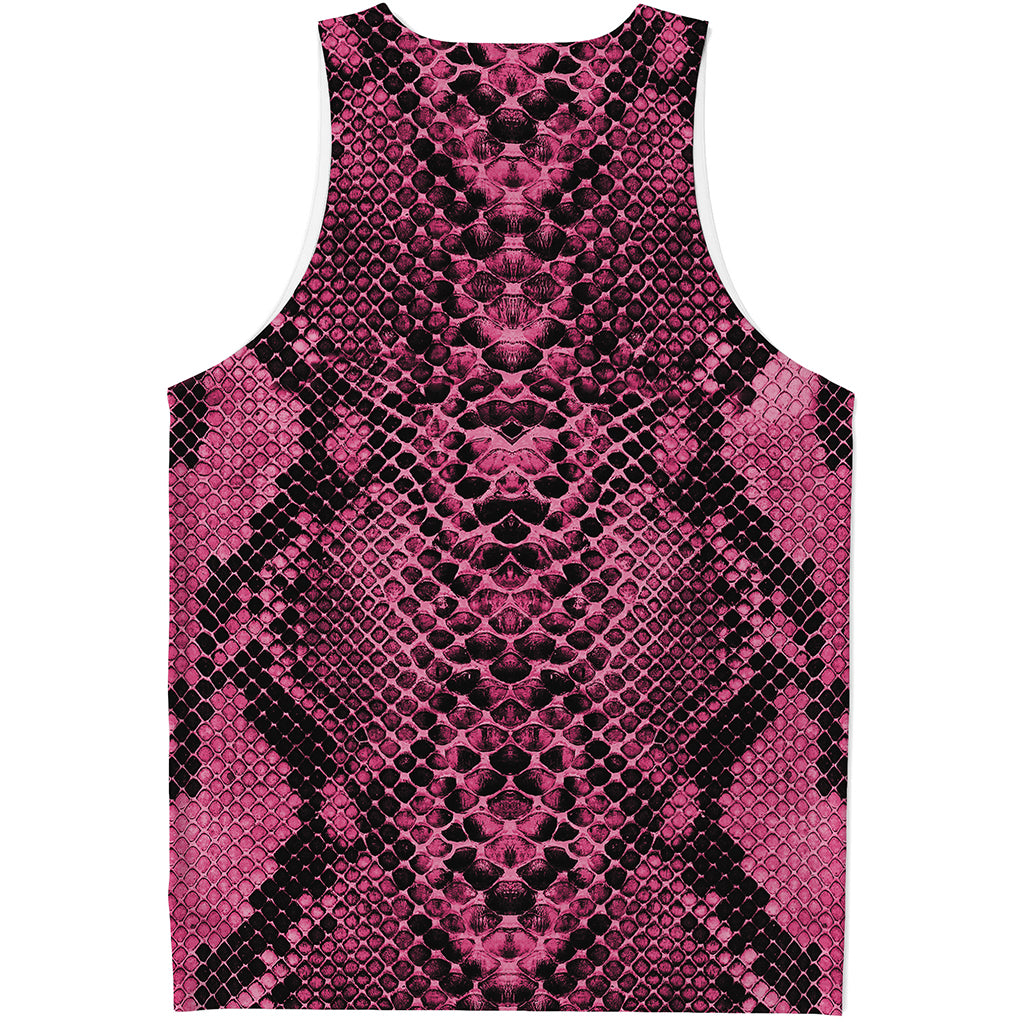 Pink And Black Snakeskin Print Men's Tank Top