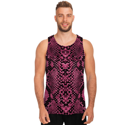 Pink And Black Snakeskin Print Men's Tank Top