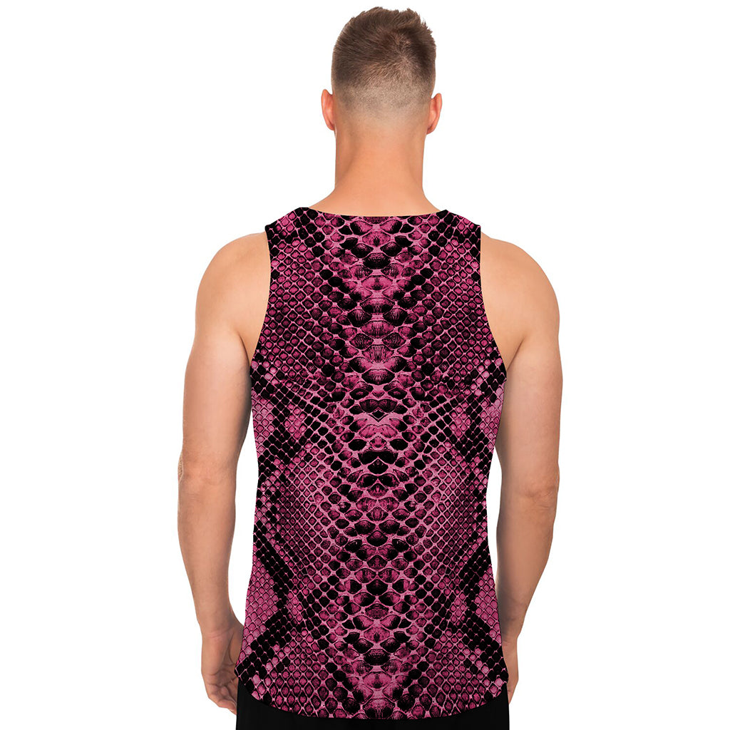 Pink And Black Snakeskin Print Men's Tank Top