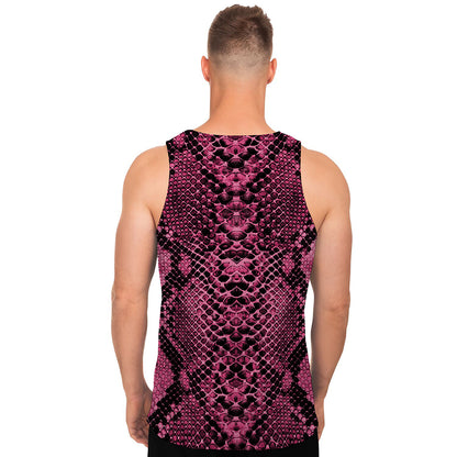 Pink And Black Snakeskin Print Men's Tank Top