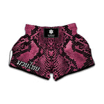 Pink And Black Snakeskin Print Muay Thai Boxing Shorts