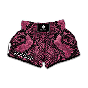 Pink And Black Snakeskin Print Muay Thai Boxing Shorts