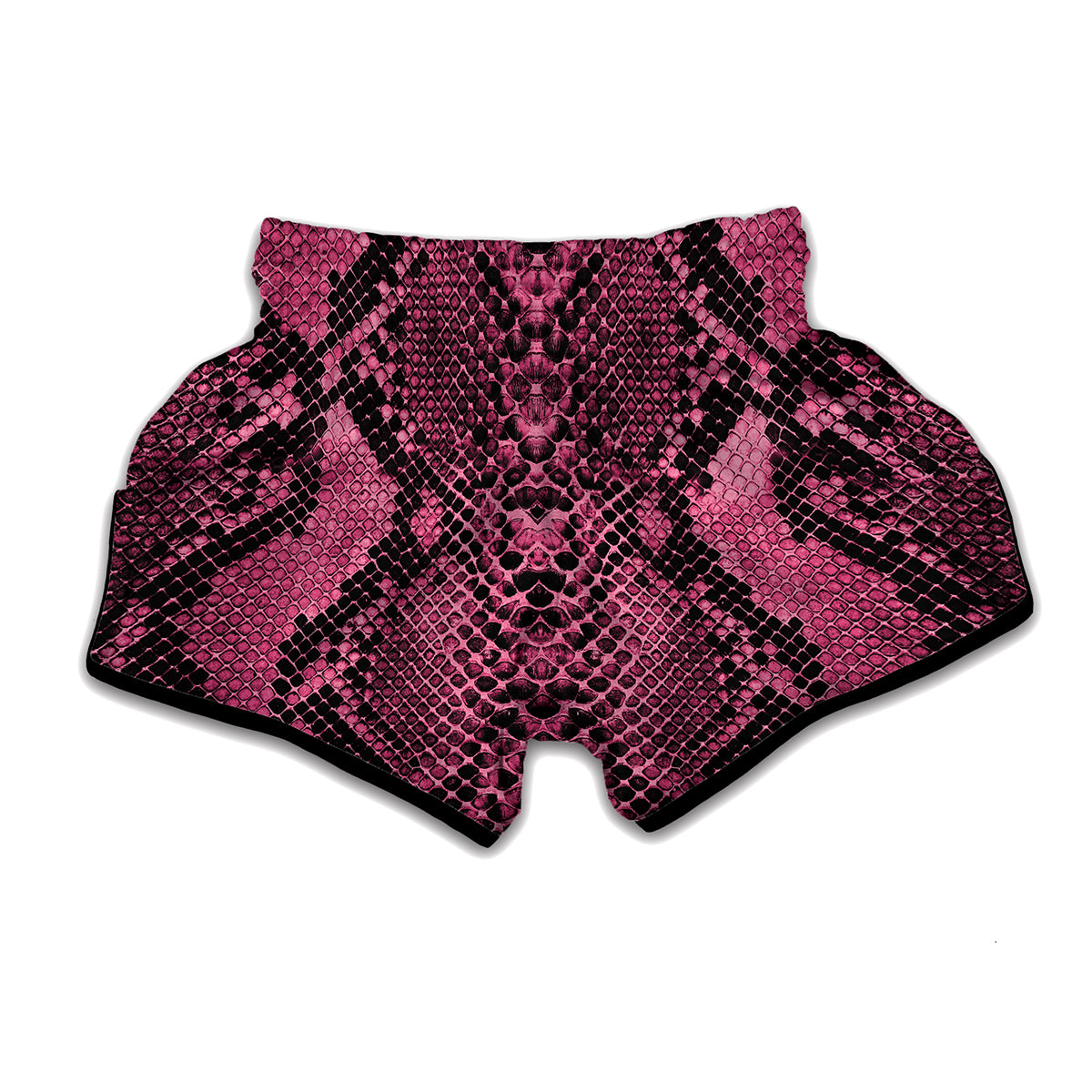 Pink And Black Snakeskin Print Muay Thai Boxing Shorts