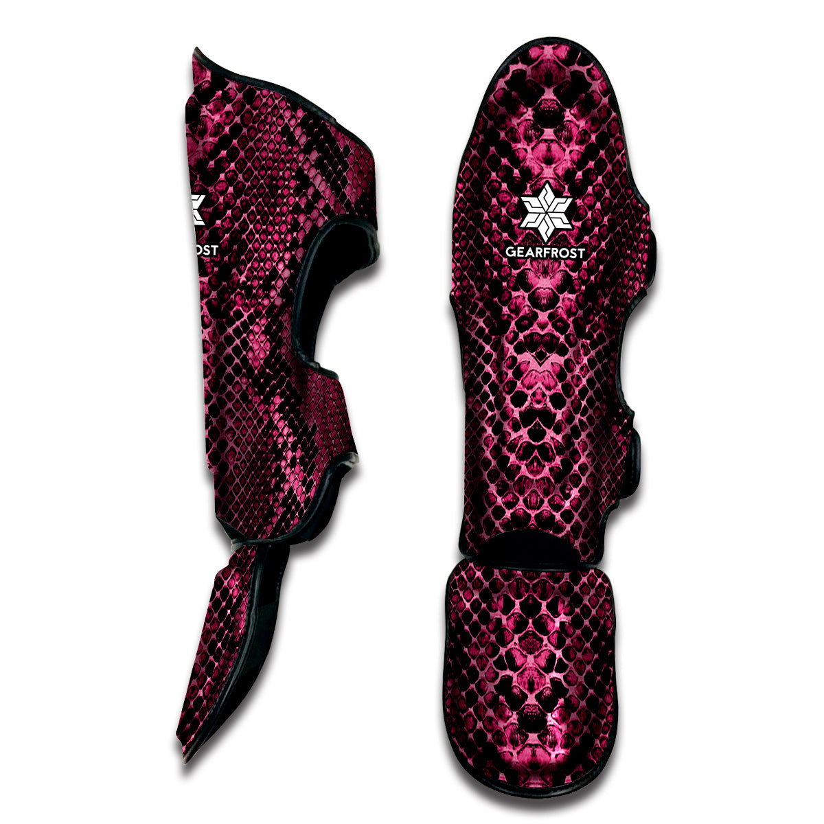 Pink And Black Snakeskin Print Muay Thai Shin Guard