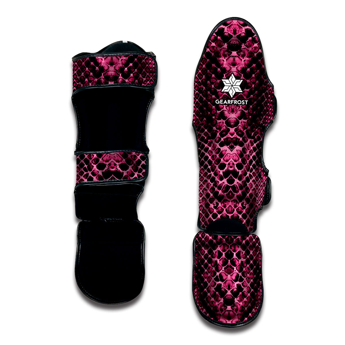Pink And Black Snakeskin Print Muay Thai Shin Guard