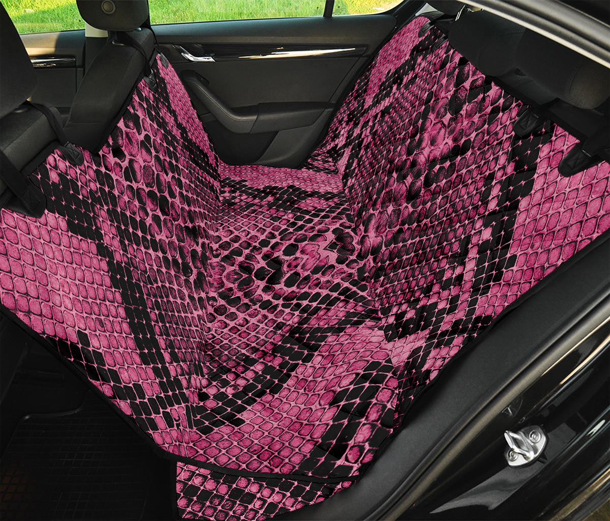 Pink And Black Snakeskin Print Pet Car Back Seat Cover
