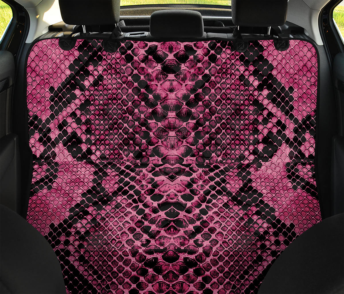 Pink And Black Snakeskin Print Pet Car Back Seat Cover