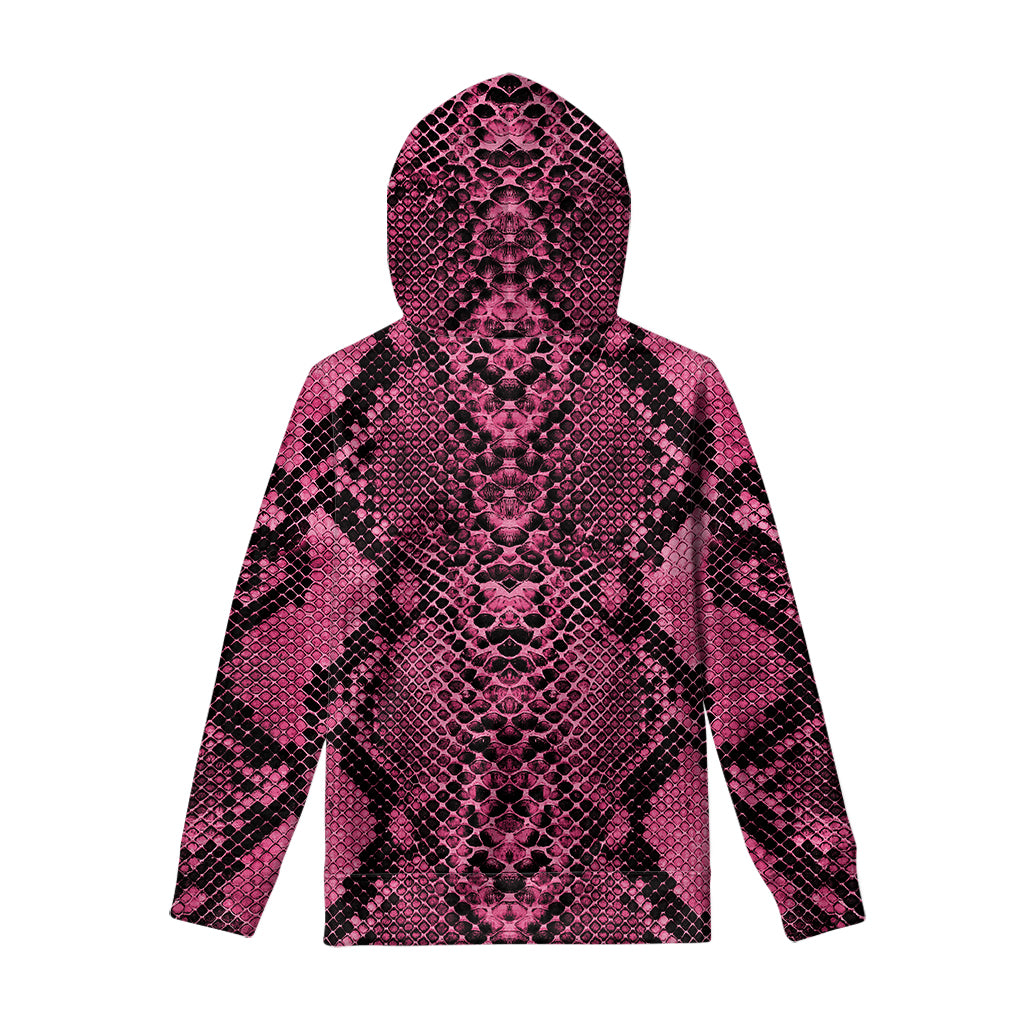 Pink And Black Snakeskin Print Pullover Hoodie